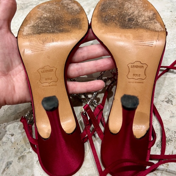 Stuart Weitzman Light Show Ruby Satin Crystal Dress Heel - Picture 6 of 7